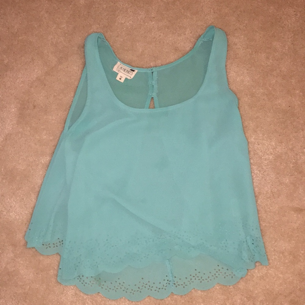 loose teal blouse